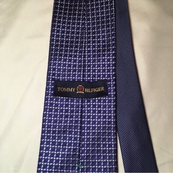 Tommy Hilfiger Navy and White Geometric Tie - Picture 3 of 7